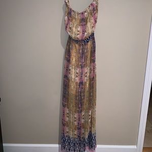 BarIII patterned strapless maxi dress